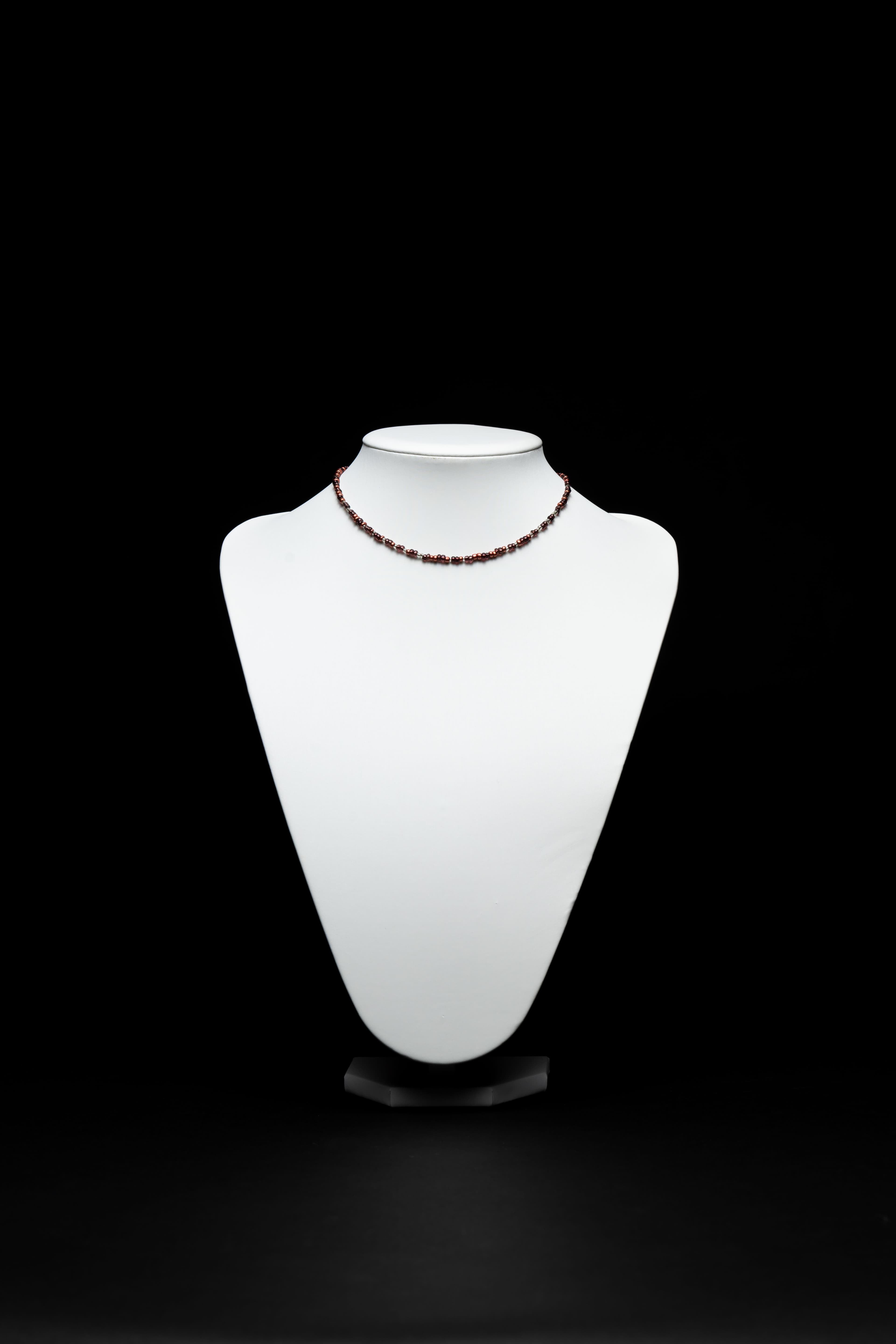 Red Copper Coloured Glass Beaded Choker Necklace