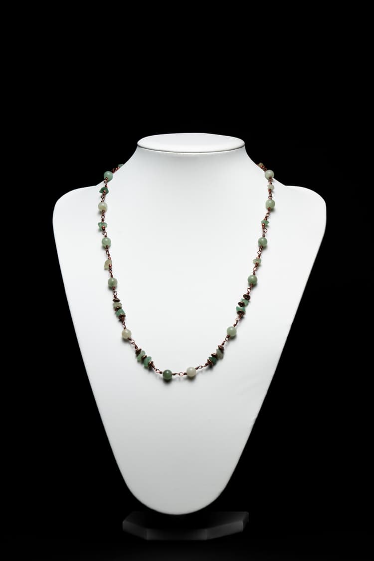 Jade and Green Aventurine Copper Wire Wrapped Necklace detail 3