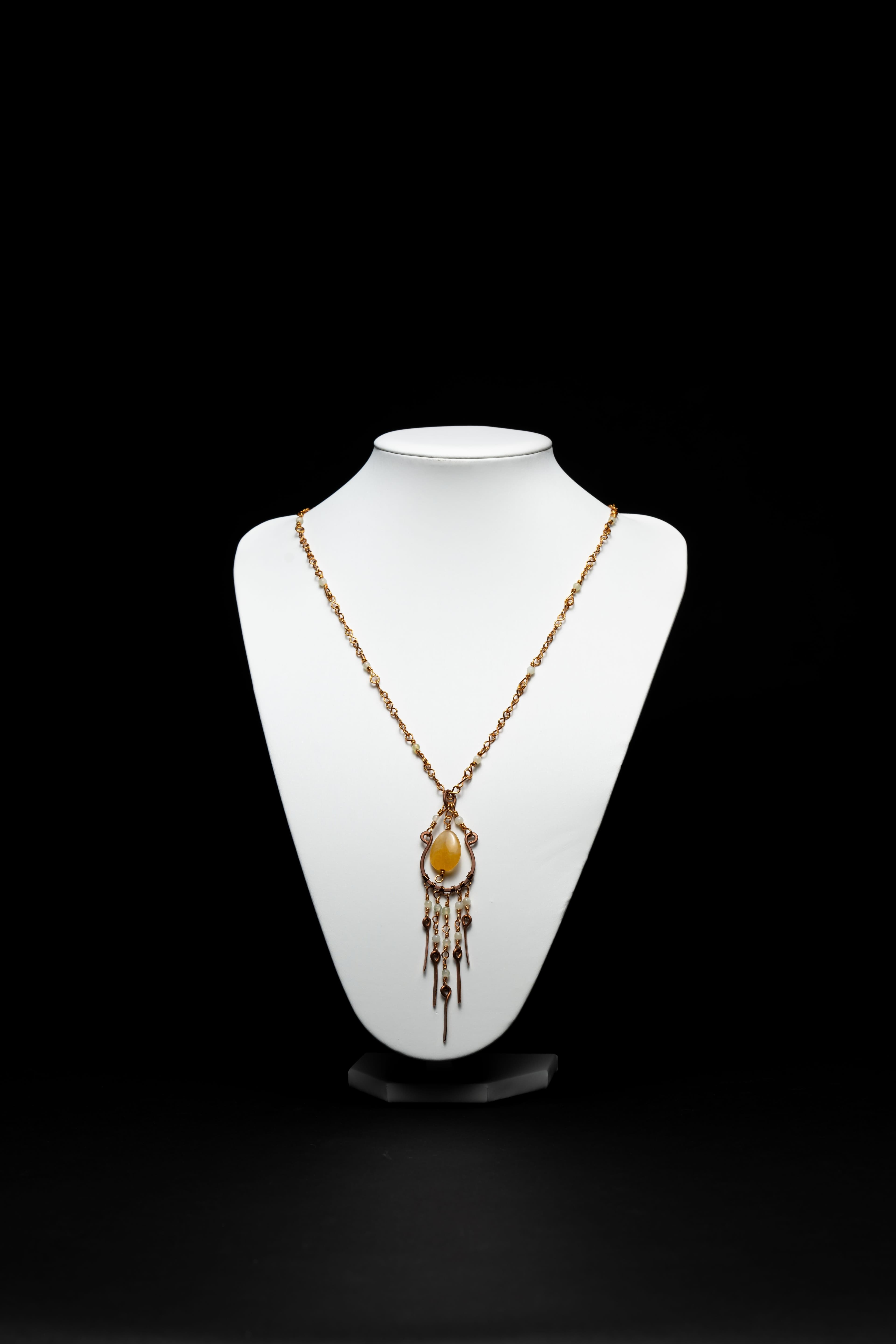 Brass and Recycled Copper Citrine Pendant Necklace